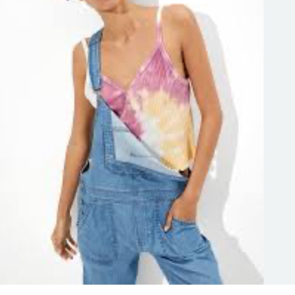 American Eagle tie dye Ribbed Henley tank